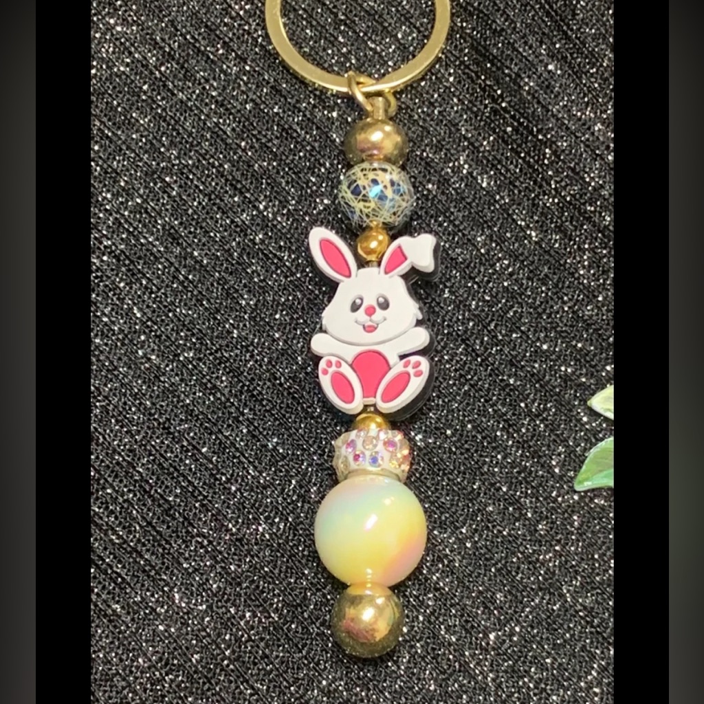 Cute White Bunny Keychain